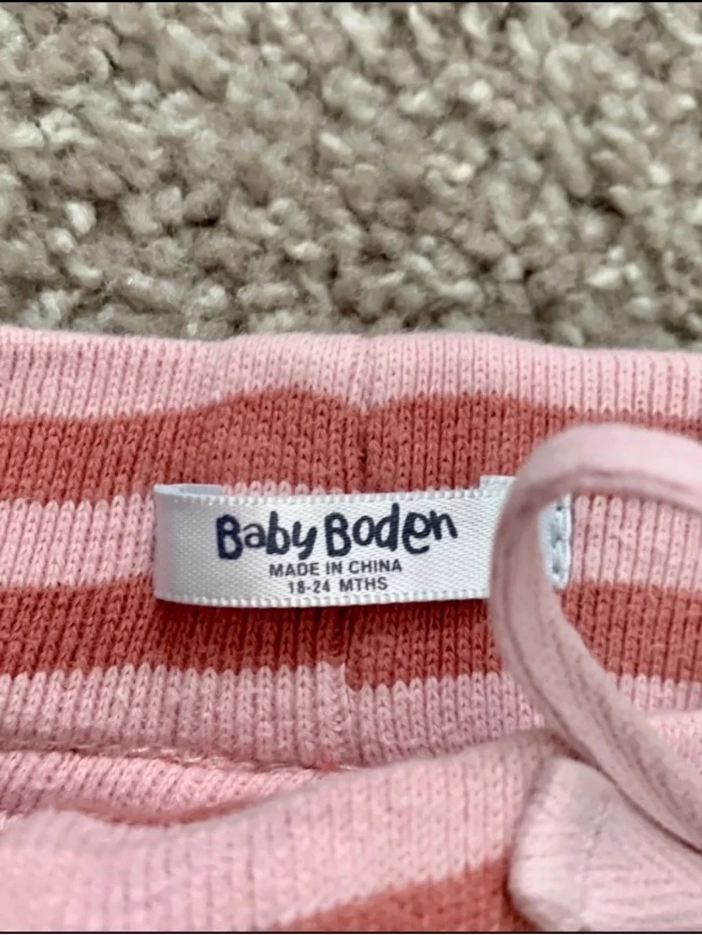 Baby Boden Rose Corduroy Pants with Light Pink Heart Knees
